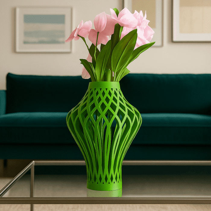 Emerald Lattice Vase – Minimalist Decorative Vase for Shelf & Table Centerpiece - Image 6
