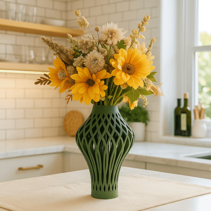 Emerald Lattice Vase – Minimalist Decorative Vase for Shelf & Table Centerpiece - Image 5