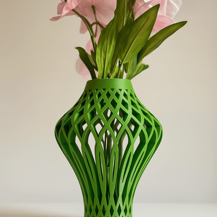 Emerald Lattice Vase – Minimalist Decorative Vase for Shelf & Table Centerpiece - Image 7