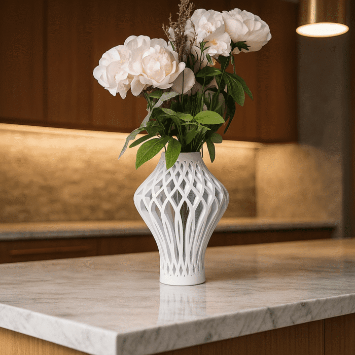 Emerald Lattice Vase – Minimalist Decorative Vase for Shelf & Table Centerpiece - Image 3