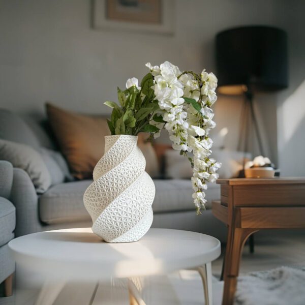 Tessela Vase – Minimalist Twisted Decorative Vase for Table, Shelf & Modern Home Styling