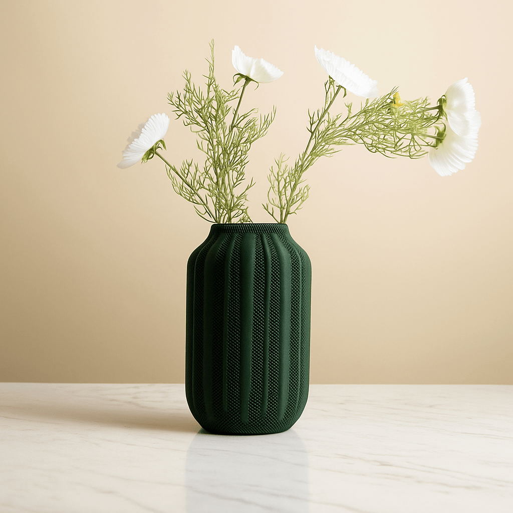 Textured Sage Column Vase – Minimalist Decorative Vase for Shelf & Table Centerpiece - Image 8