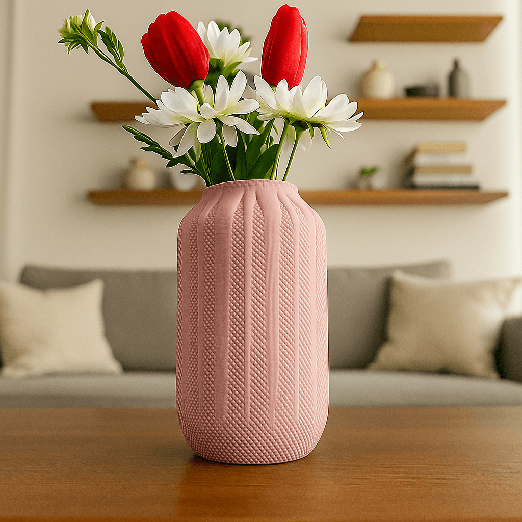 Textured Sage Column Vase – Minimalist Decorative Vase for Shelf & Table Centerpiece - Image 3