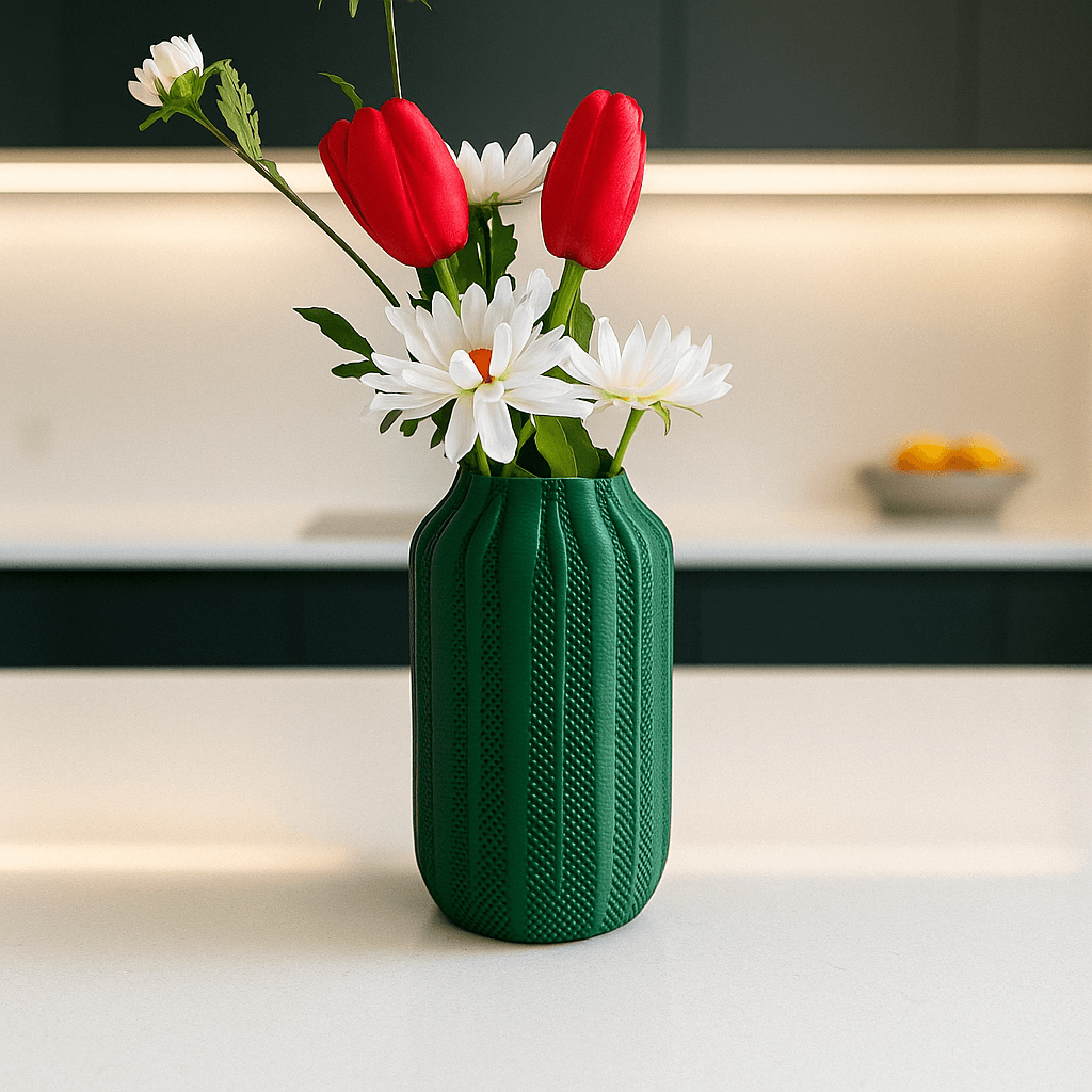 Textured Sage Column Vase – Minimalist Decorative Vase for Shelf & Table Centerpiece - Image 9