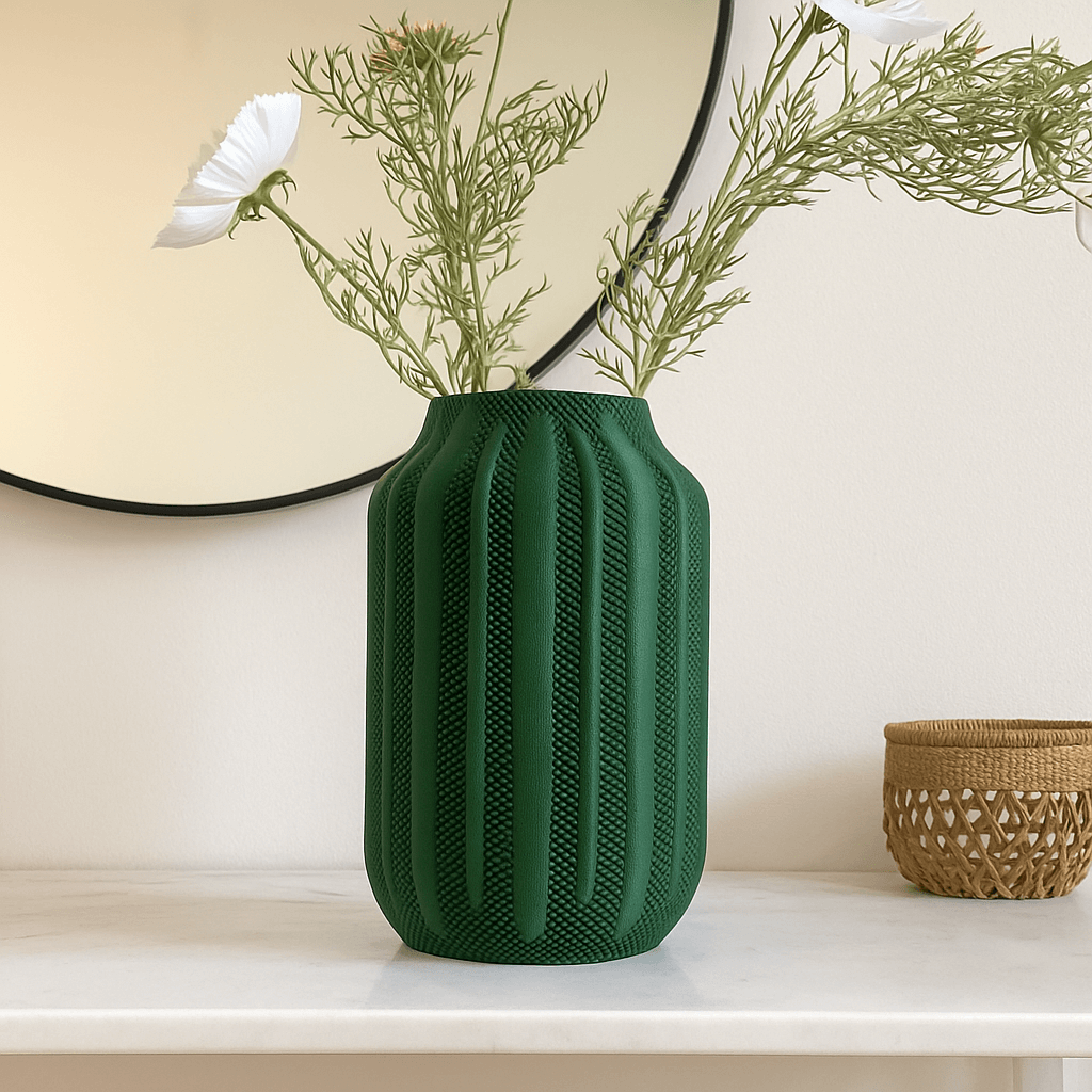 Textured Sage Column Vase – Minimalist Decorative Vase for Shelf & Table Centerpiece - Image 7