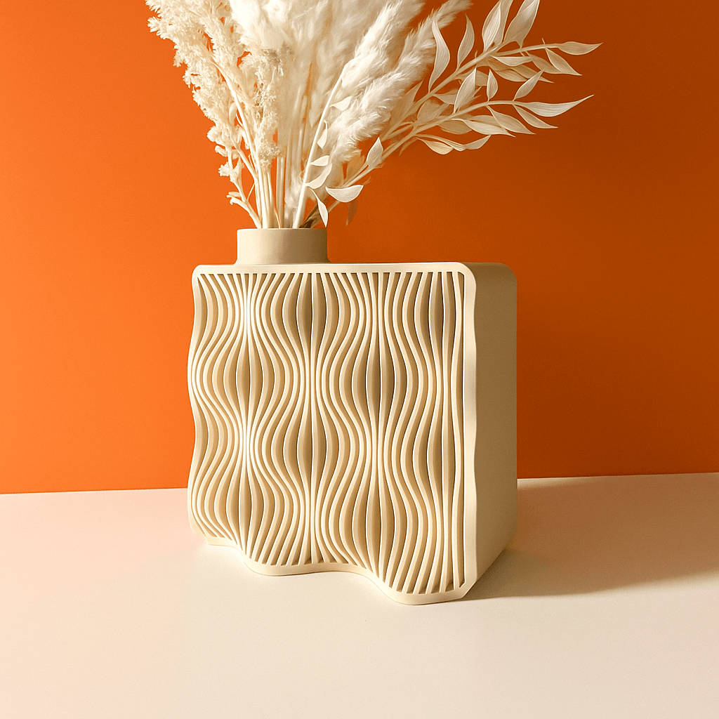 Wavy Grid Sculptural Vase – Minimalist Decorative Vase for Modern Shelf & Table Styling - Image 2