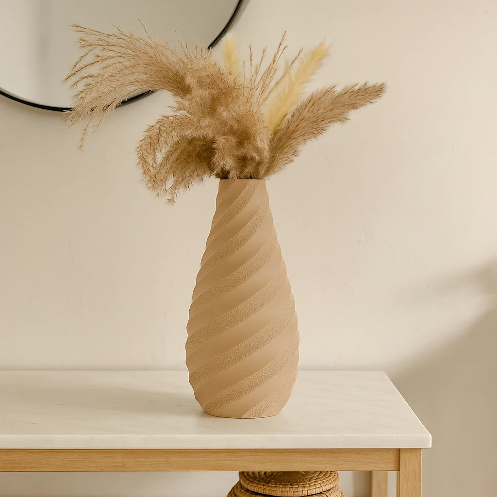 Textured Spiral Vase – Minimalist Decorative Vase for Shelf & Table Centerpiece - Image 5