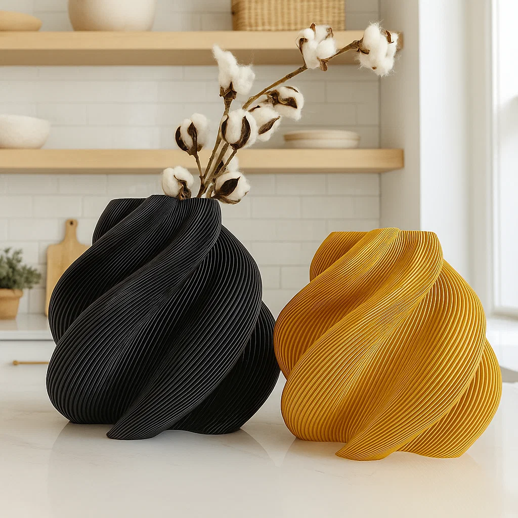 Waveform Vase – 3D Printed Spiral Ribbed Decorative Vase for Modern Home Styling - Image 2
