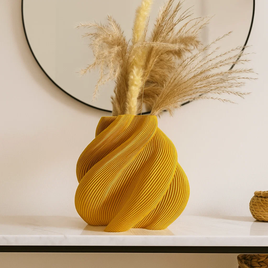 Waveform Vase – 3D Printed Spiral Ribbed Decorative Vase for Modern Home Styling - Image 3