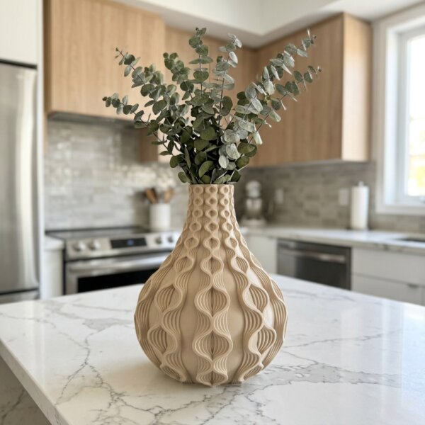 Ripple Bloom Vase – 3D Printed Sculptural Decorative Vase for Modern Home Styling