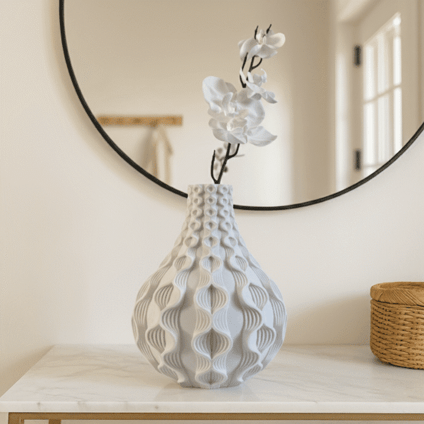 Ripple Bloom Vase – 3D Printed Sculptural Decorative Vase for Modern Home Styling