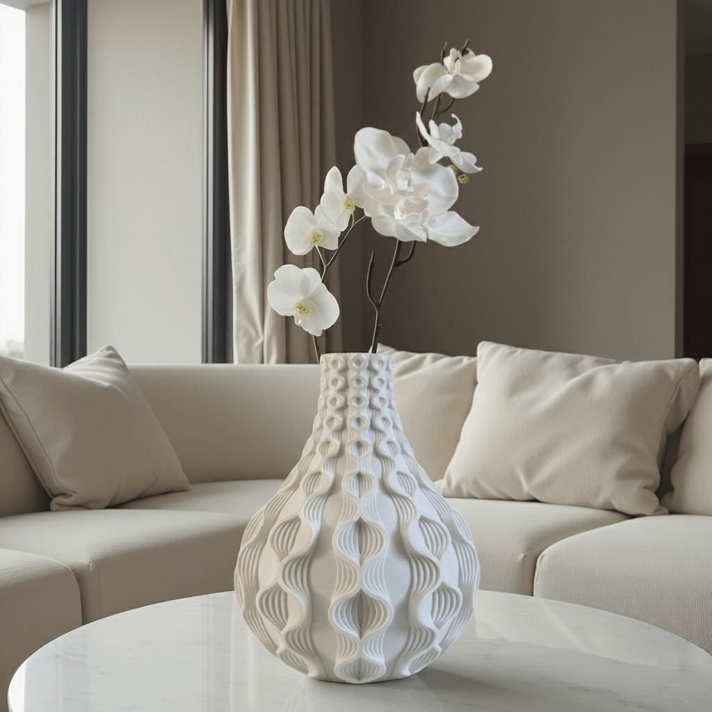 Ripple Bloom Vase – 3D Printed Sculptural Decorative Vase for Modern Home Styling - Image 3