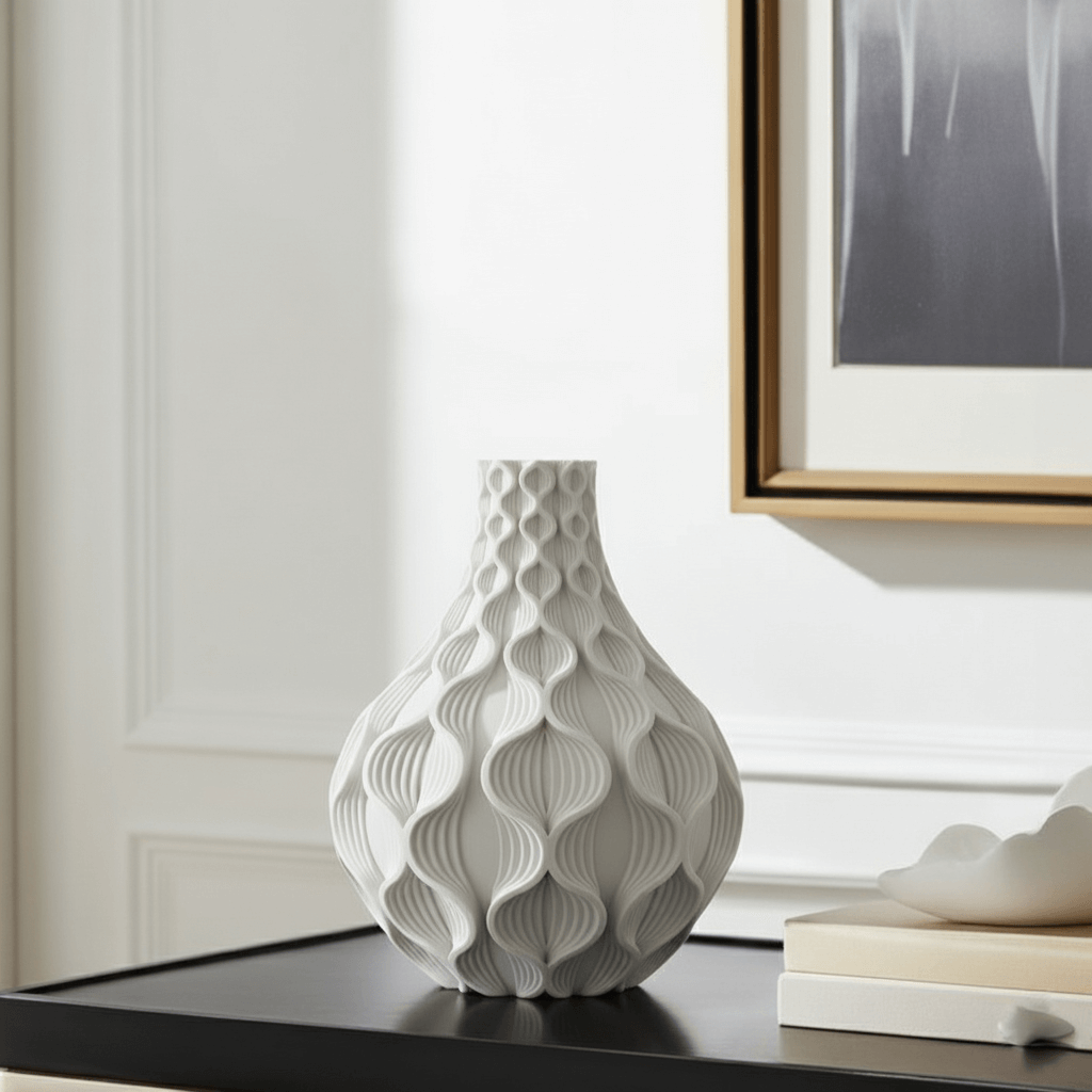 Ripple Bloom Vase – 3D Printed Sculptural Decorative Vase for Modern Home Styling - Image 4