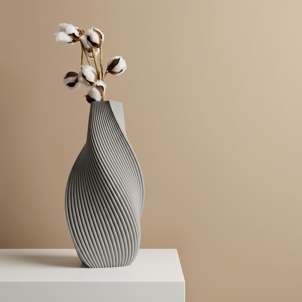 Twist Flow Vase – Modern Sculptural Ribbed Vase, 3D Printed Minimalist Home Decor, Abstract Spiral Statement - Image 7