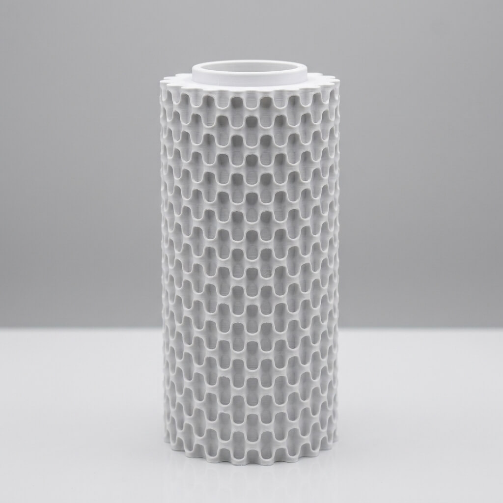 Ivory Grid Vase – Modern Textured Cylinder Vase, 3D Printed Minimalist Home Decor, Geometric Sculptural Centerpiece - Image 7
