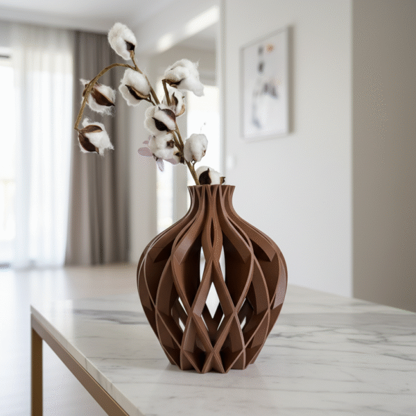 Lattice Bloom Vase – 3D Printed Sculptural Openwork Decorative Vase for Modern Interiors