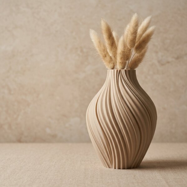 Ivory Drift Vase – Modern Spiral Textured Vase, Sculptural Decor, Minimalist Japandi Home Accent