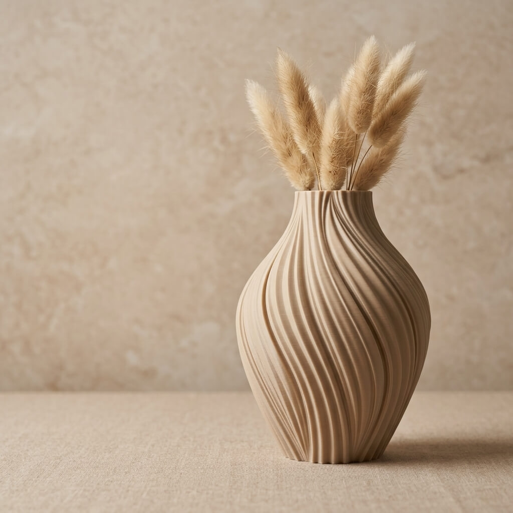 Ivory Drift Vase – Modern Spiral Textured Vase, Sculptural Decor, Minimalist Japandi Home Accent