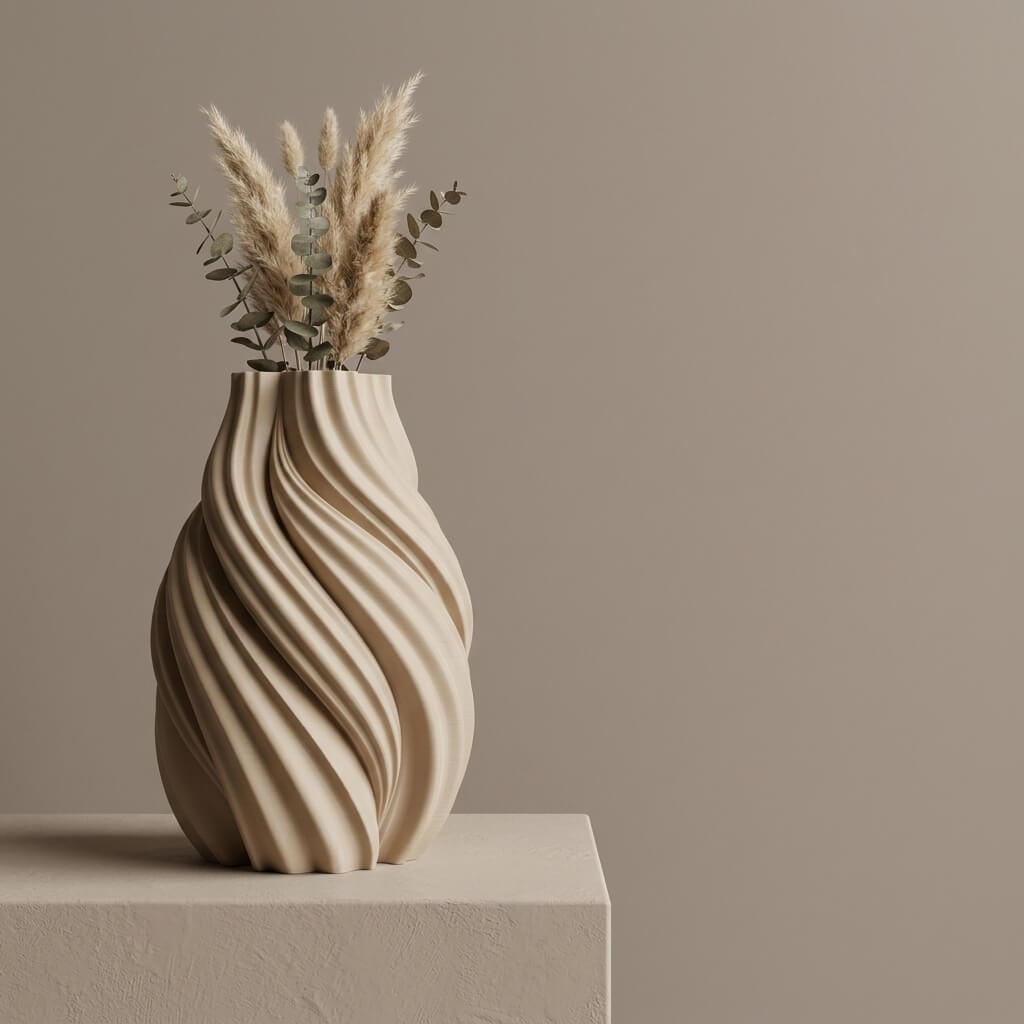 AURA Flow Vase – Sculptural Wave Textured 3D Printed Vase - Image 7