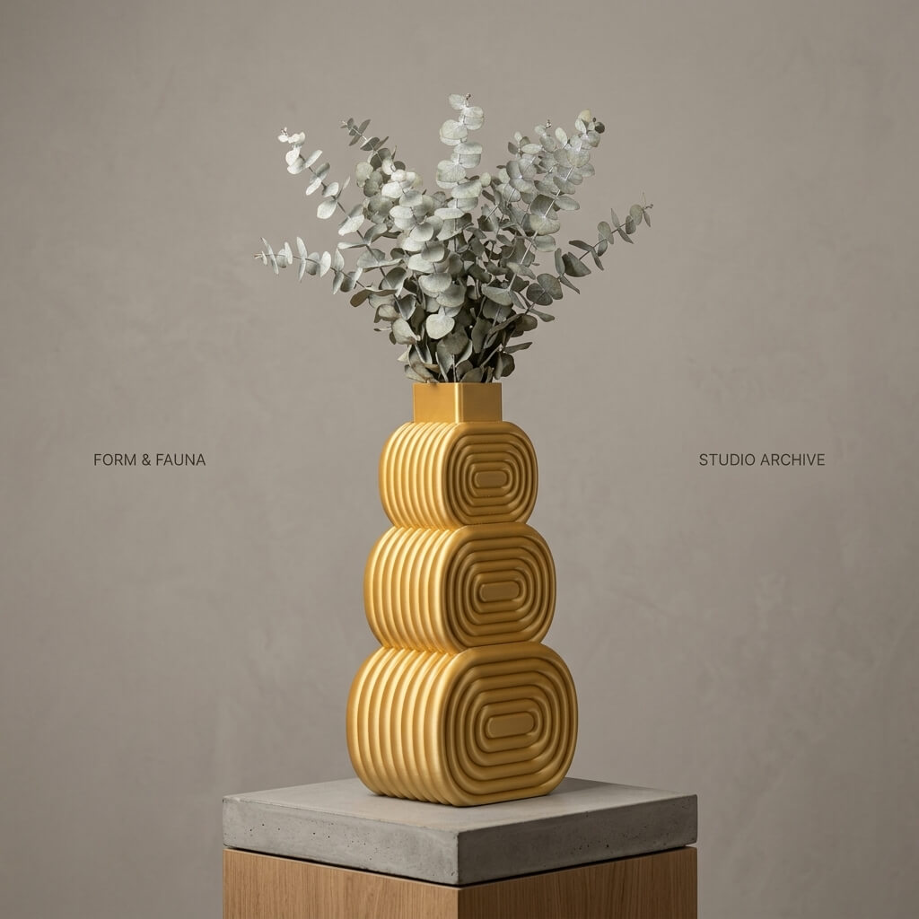 ORO Stack Vase – Sculptural Geometric Gold Statement Vase - Image 8