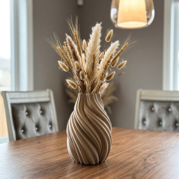 AURA Flow Vase – Sculptural Wave Textured 3D Printed Vase