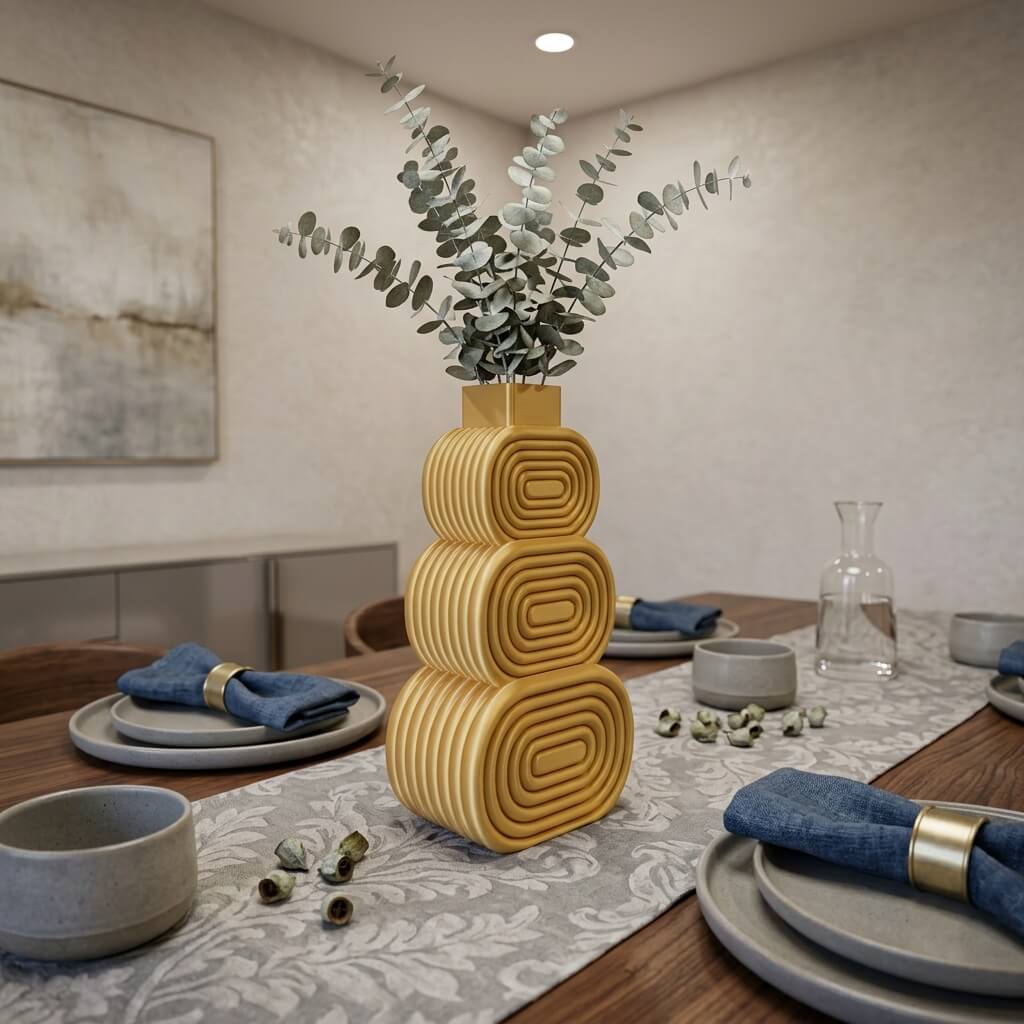 ORO Stack Vase – Sculptural Geometric Gold Statement Vase - Image 6