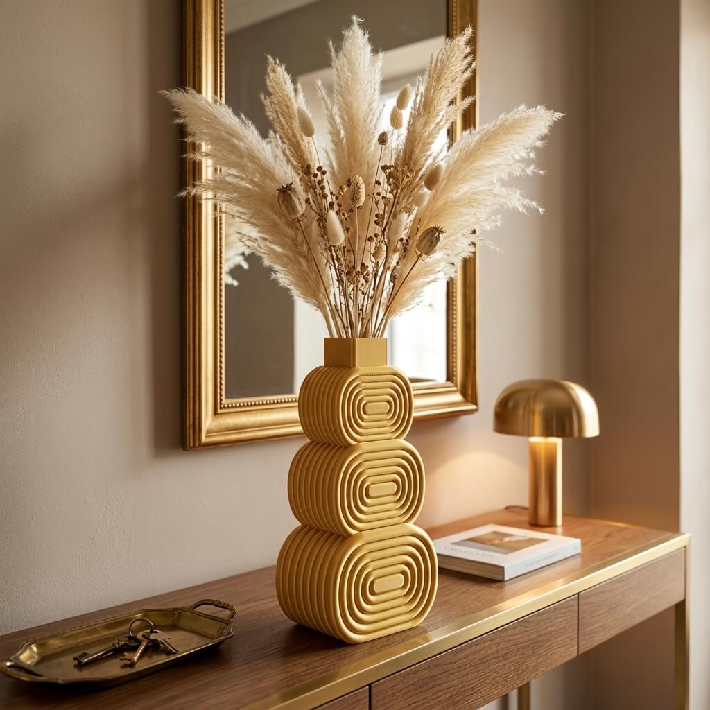 ORO Stack Vase – Sculptural Geometric Gold Statement Vase - Image 5