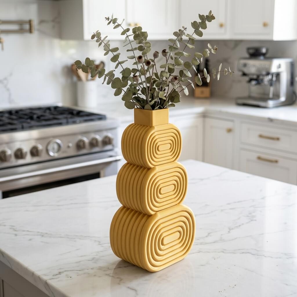 ORO Stack Vase – Sculptural Geometric Gold Statement Vase - Image 2