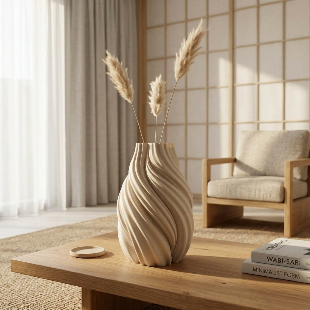 AURA Flow Vase – Sculptural Wave Textured 3D Printed Vase - Image 4