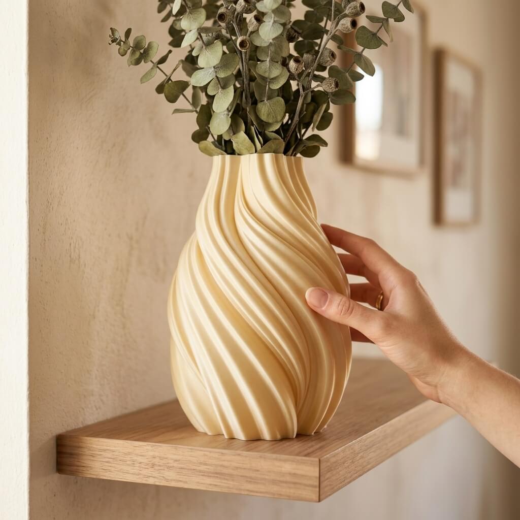 AURA Flow Vase – Sculptural Wave Textured 3D Printed Vase - Image 2
