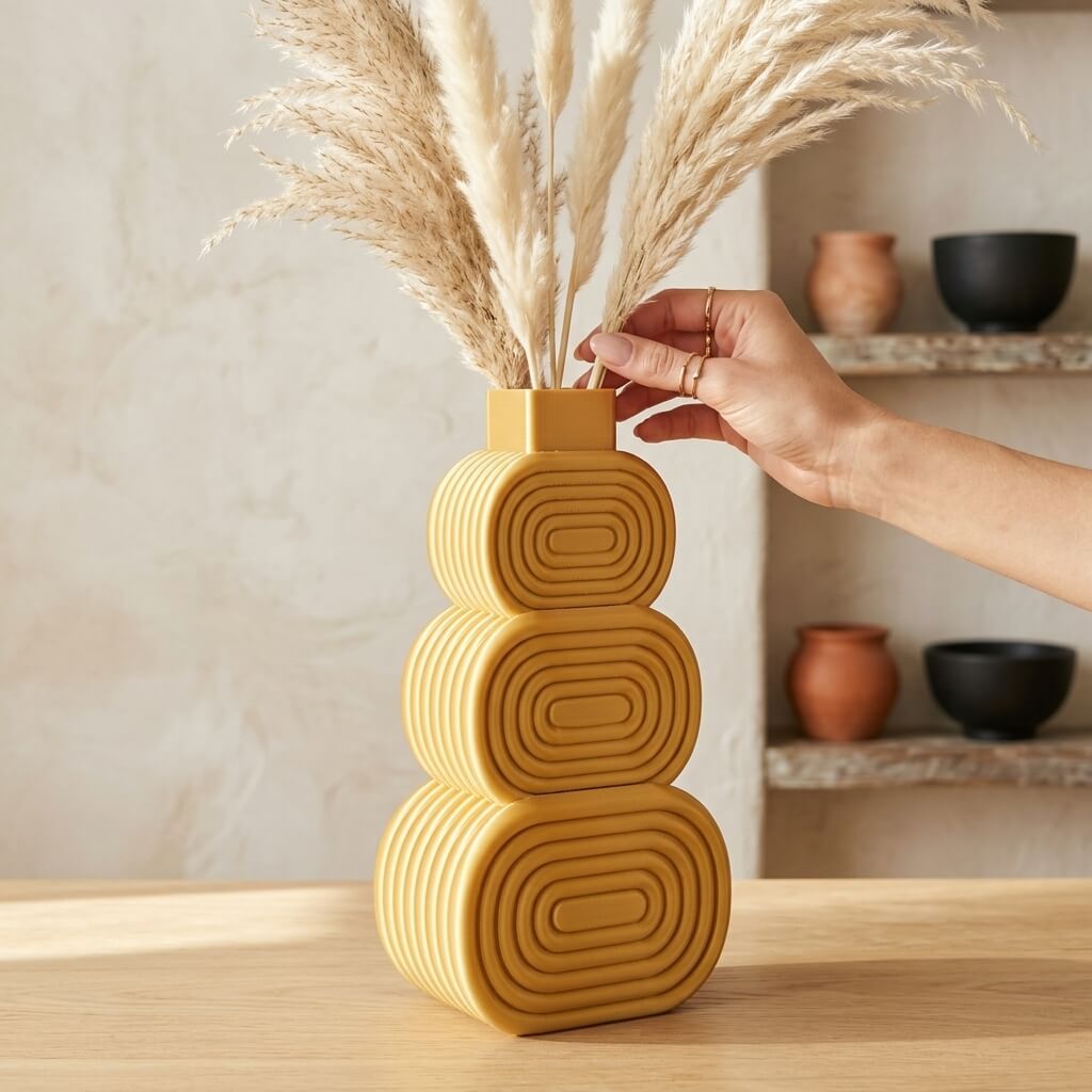 ORO Stack Vase – Sculptural Geometric Gold Statement Vase - Image 3